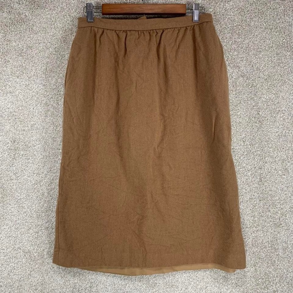 VTG‎ John Meyer Brown Wool Blend Pencil Skirt S? Cottage Core Academia Pockets